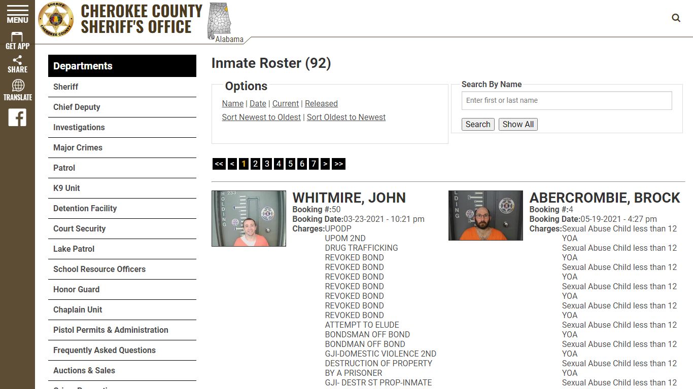 Current Inmates Booking Date Ascending - Cherokee County Sheriff AL