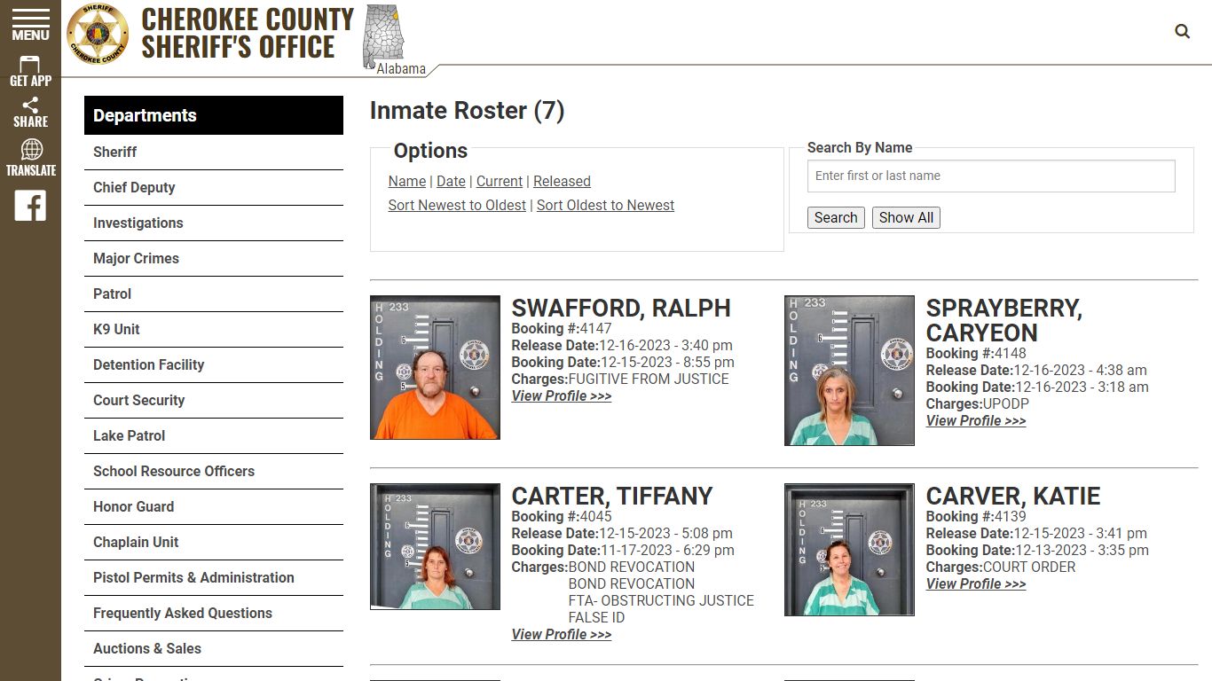 Inmate Roster - Released Inmates Booking Date Descending - Cherokee ...